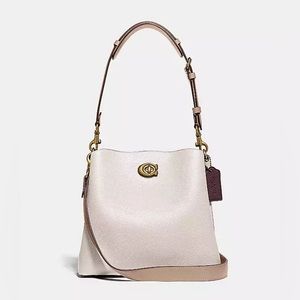COACH Pebble Leather Willow Bucket Bag with Convertible Straps Chalk/Gold NWOT